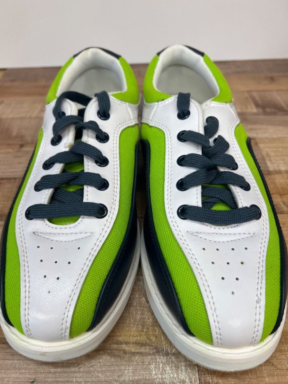 TS Linds Zac Men's Bowling Shoes Size 9 Medium White Navy Green ZACM090 Open Box
